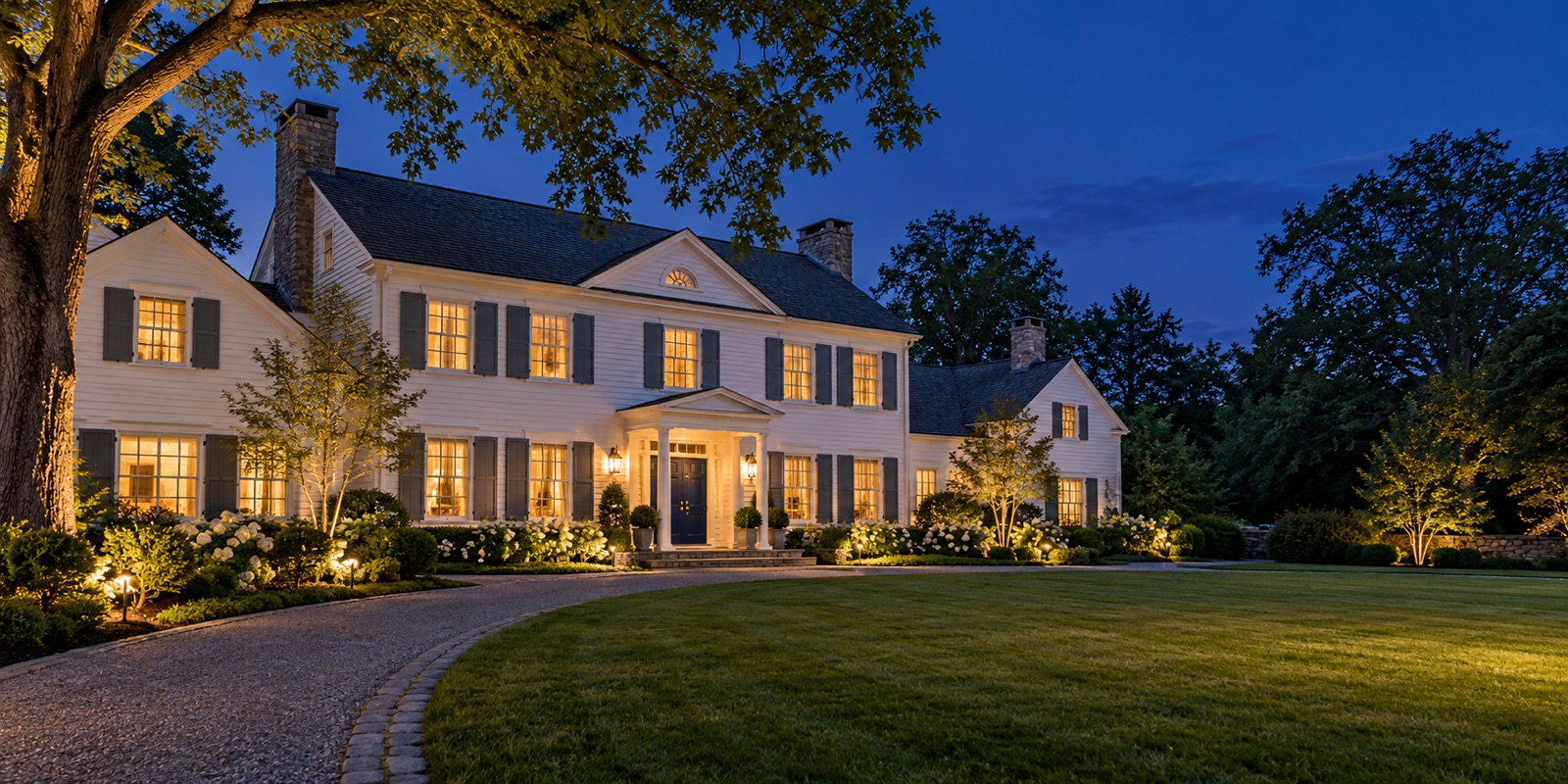 Elegant Connecticut Colonial with carefully finished clapboard, shutters and trim