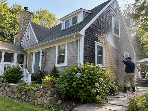 Power Washing in a distinct Connecticut residential setting