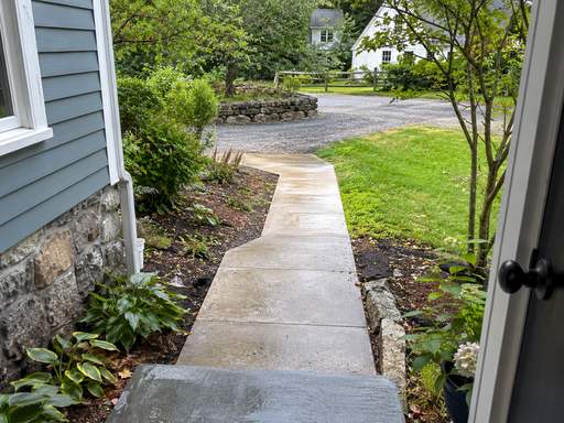 Bright concrete front path after surface cleaning — Connecticut residential design inspiration
