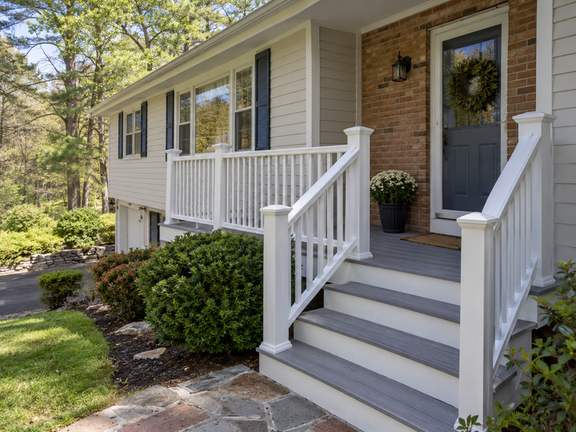 Refreshed exterior porch and railings — Connecticut residential design inspiration