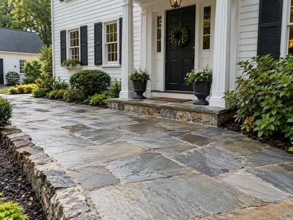 Close view of clean natural stone paving — Connecticut residential design inspiration